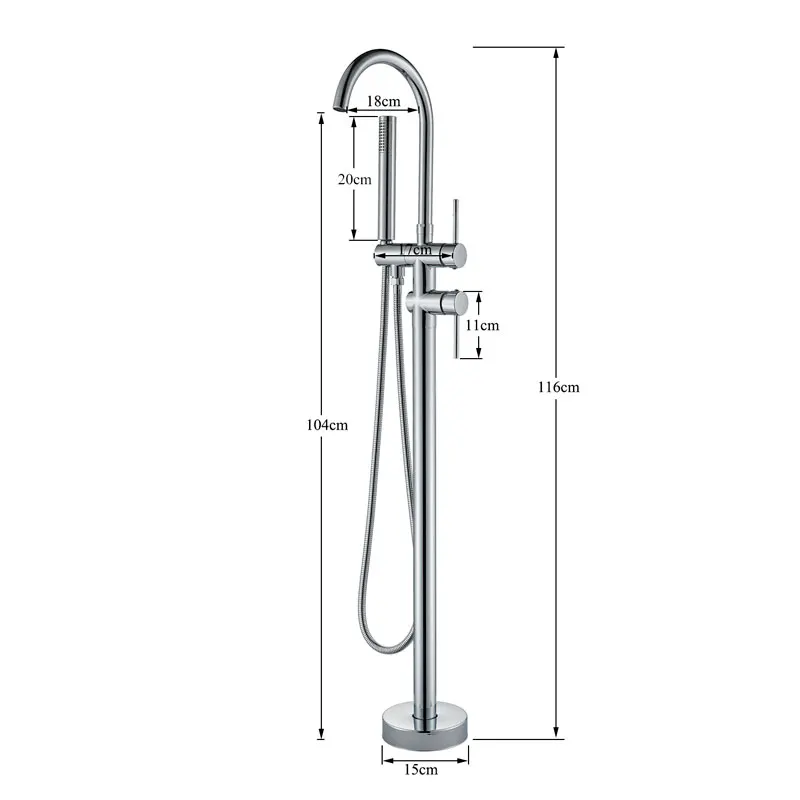 FMHJFISD Black Bathtub Faucet Floor Mounted Free Standing Bathtub Shower Mixer Taps Hot Cold Water Bathroom Crane Swivel Spout 5