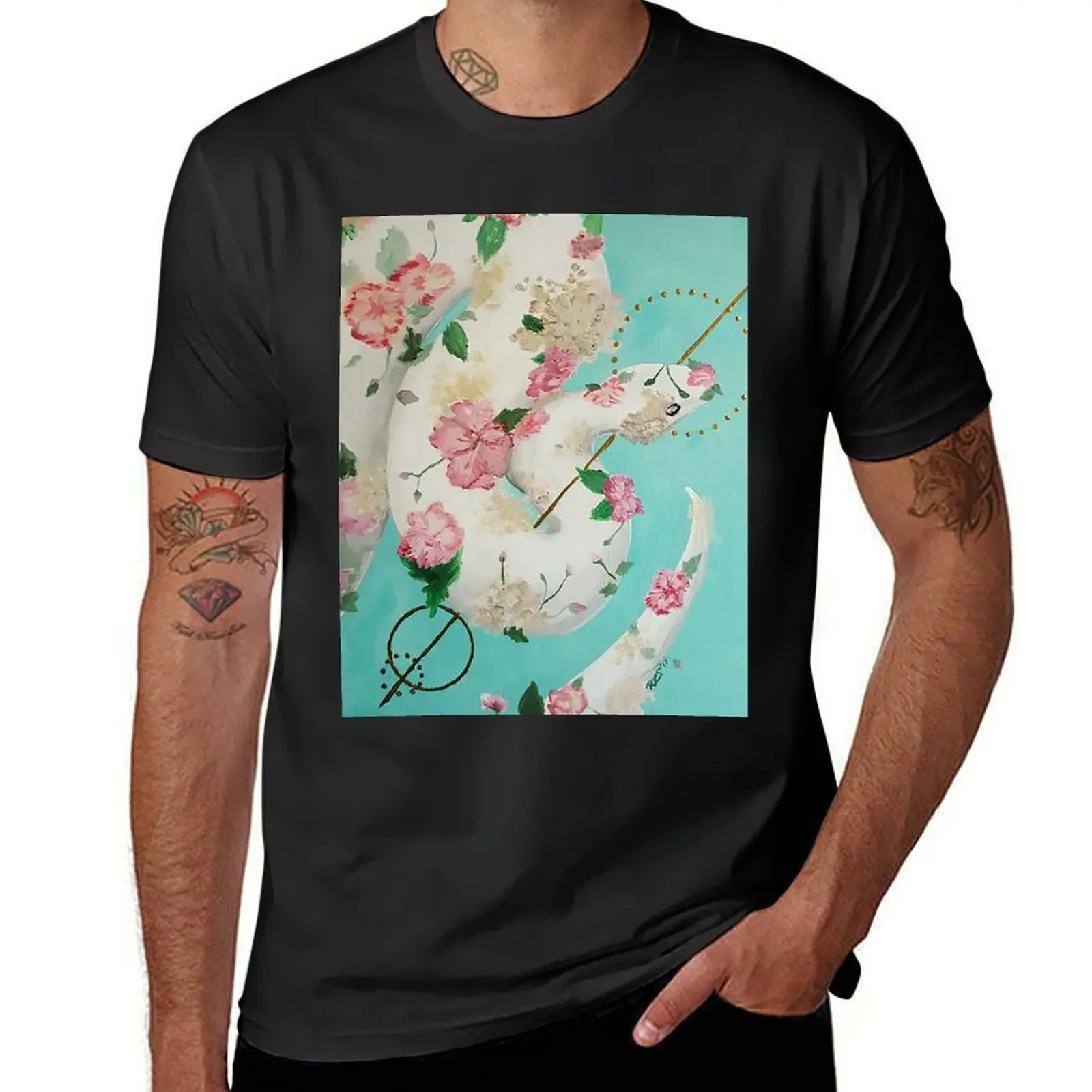 Floral Snake T-Shirt summer tops cute clothes blanks oversized mens graphic t-shirts pack