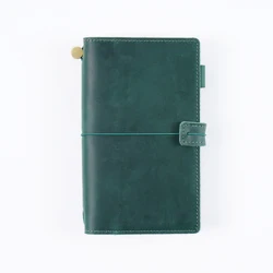 Vintage Leather Travel Journal - Handmade Refillable Portable Diary, Retro Brown (Green)