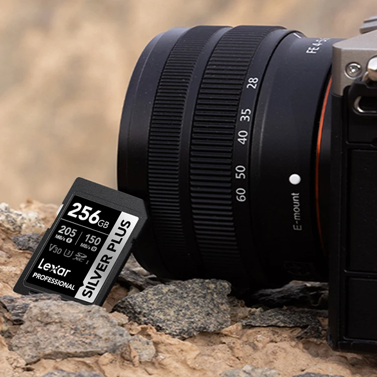 렉사 실버 플러스 SD 카드 메모리 카드 V30 UHS-I 205MB/s SDXC 64GB 128GB 256GB 4K 비디오 (캐논, , 니콘 카메라용)