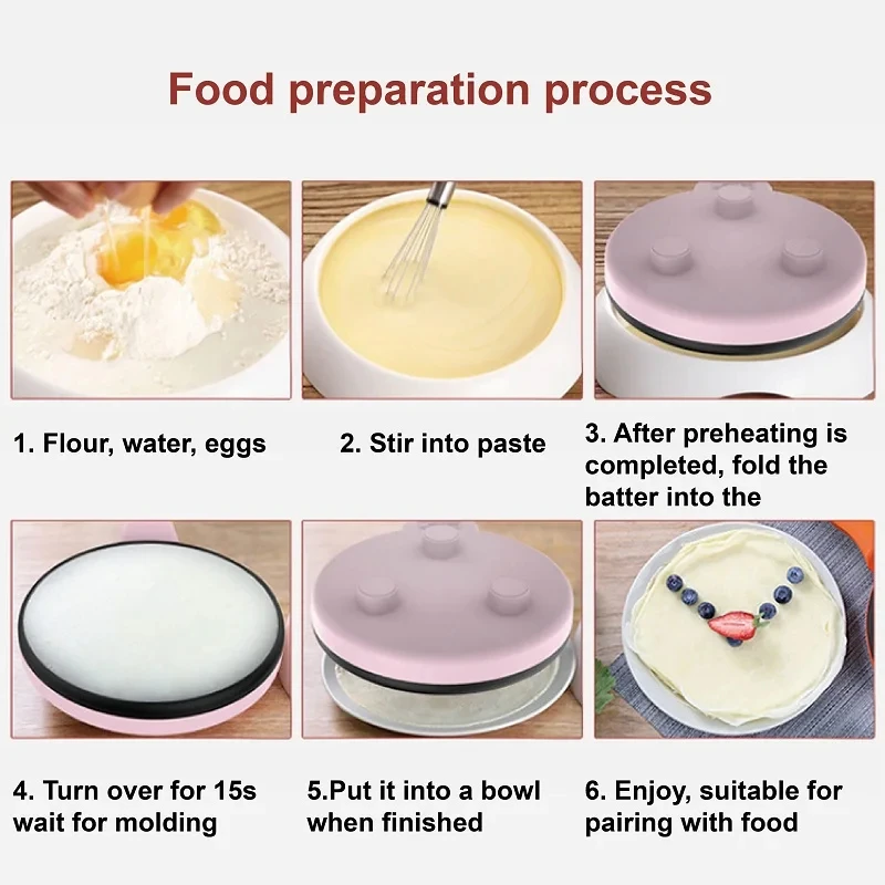 220V Electric Crepe Maker Pancake Machine Spring Roll Machine Home Non-Stick Electric Frying Pan Multi-functional Cooking Tools 6