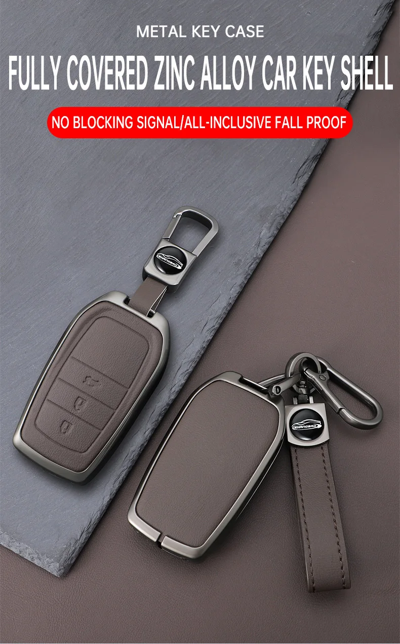 Metall-Autoschlüsselhülle für Toyota GR RAV4 Crown Hilux Fortuner Corolla SE 2023, Camry Yaris Land Cruiser Prado Venza Zubehör – Detail 3