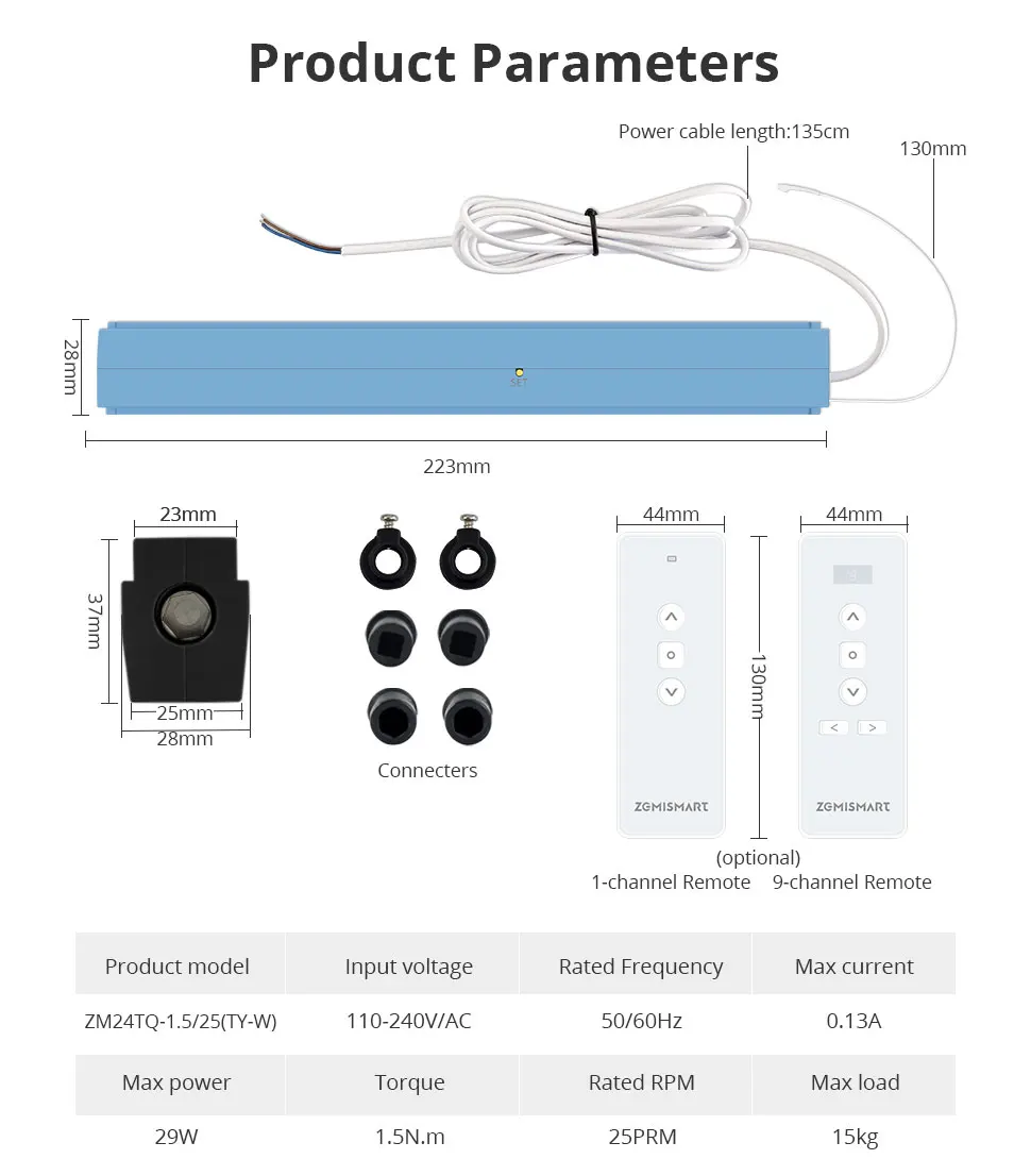 WiFi Electric Blind Motor Work with Tuya App For Honeycomb Curtain Aluminum Blin