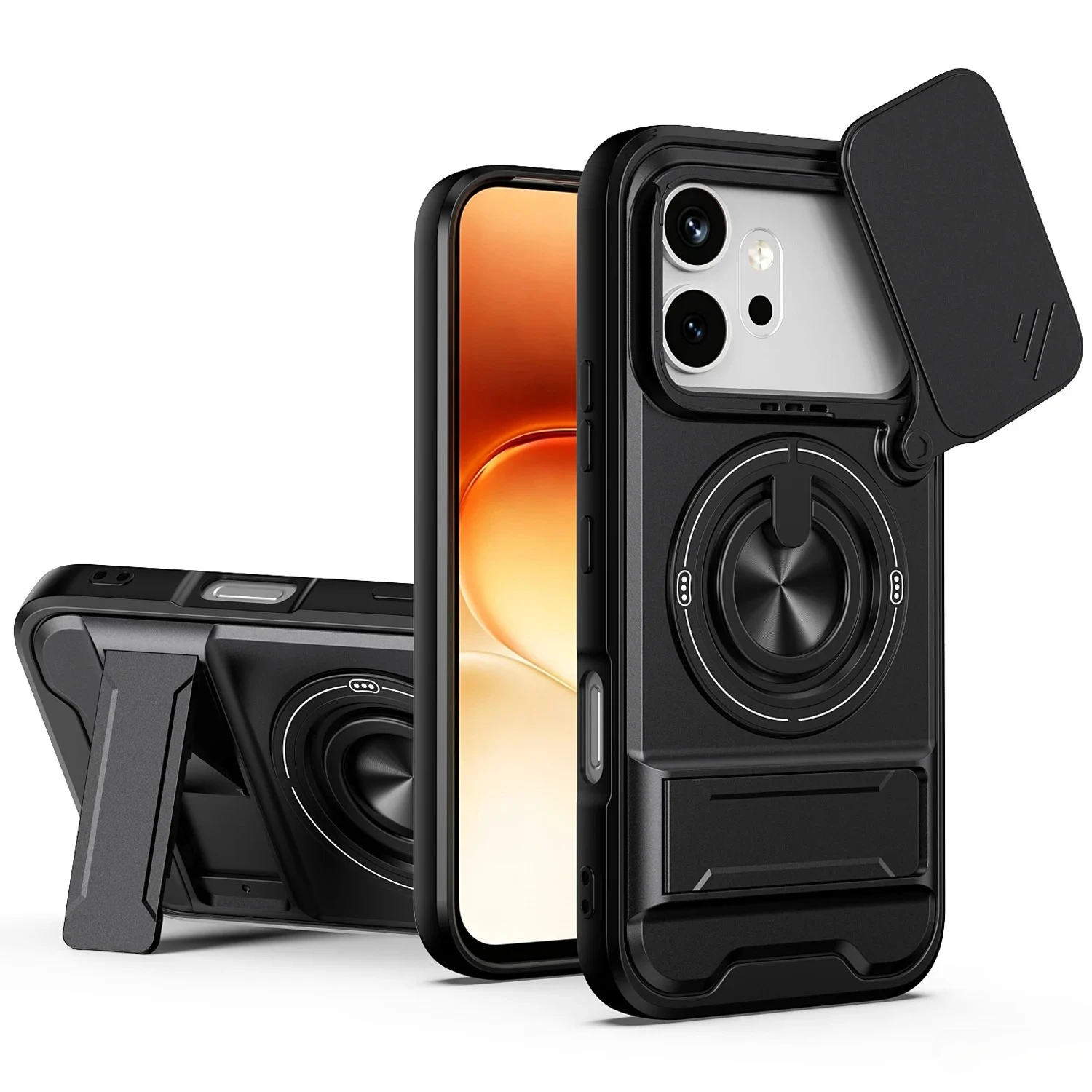 Armour Shockproof Magnetic Protection Phone Case with Camera Window and Foldable Stand