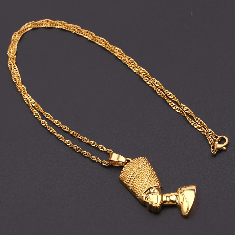 Egyptian Pharaoh Pendant Necklace Jewelry Trendy Metal Alloy Electroplating Figure Portrait Cosplay Necklaces Accessories