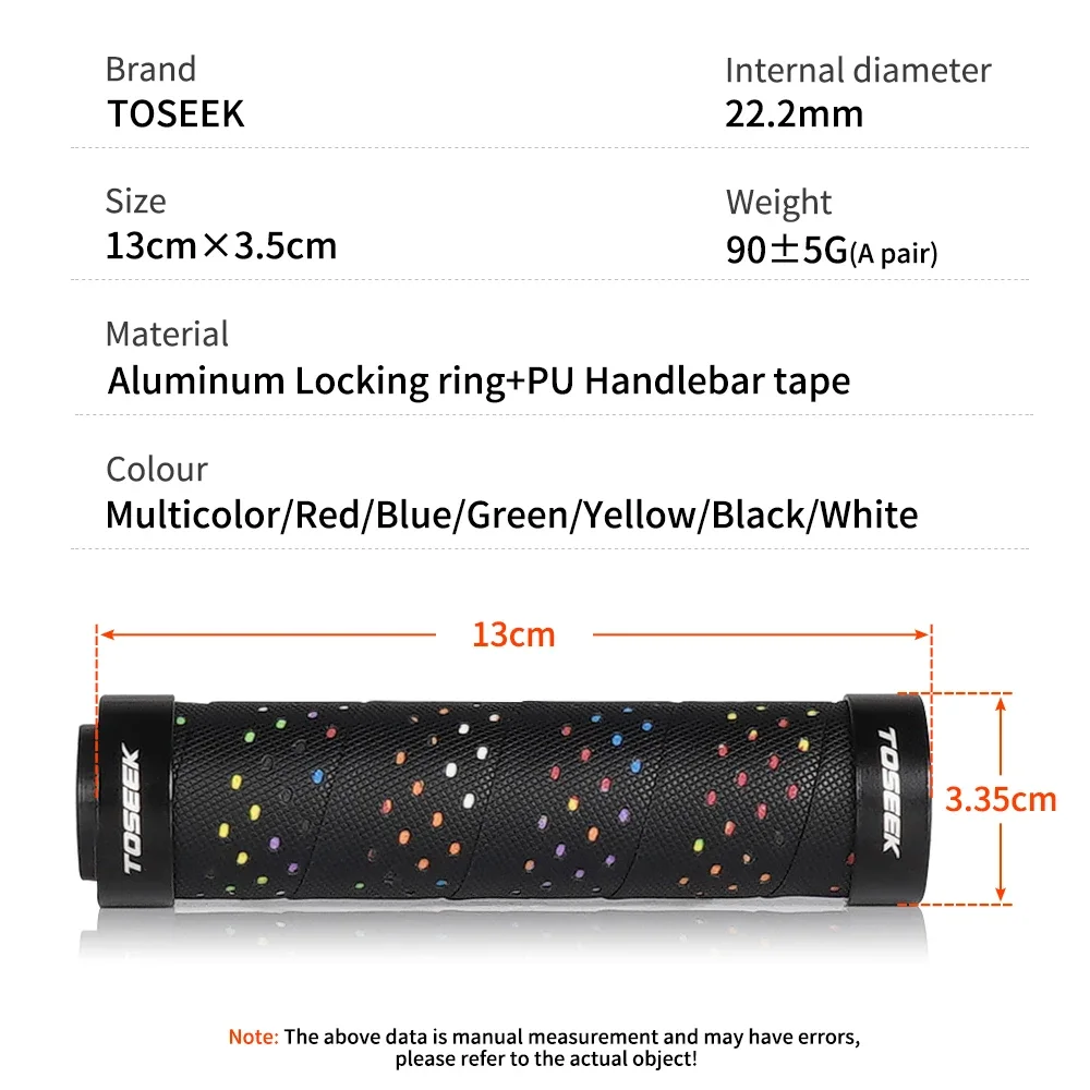 TOSEEK TS104 Bicycle Grips PU Tape Cover Grips Non-slip Aluminum Double Lock Bicycle Handles MTB Cuffs Mountain Bike