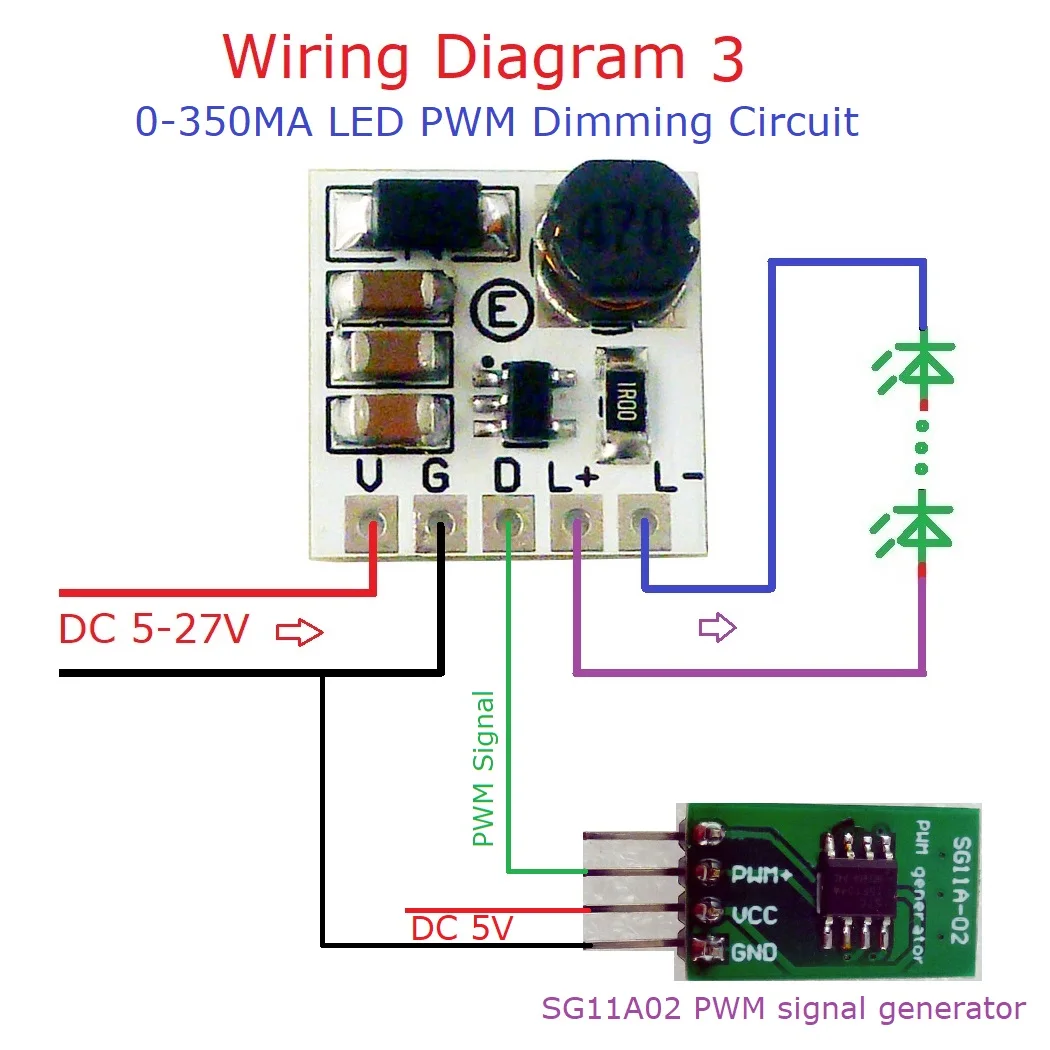 Description Picture 5 of itemLD2635MA DC 5-27v 350ma step-down hb led driver module adjustable pwm controller dc-dc buck constant current converter