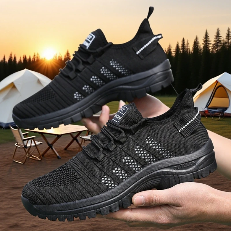 Mesh Men's Sneakers Fashionable Lightweight Breathable Knit Upper Casual Runs Shoes 2025 Stylish Fitness Footwear Designer Shoes