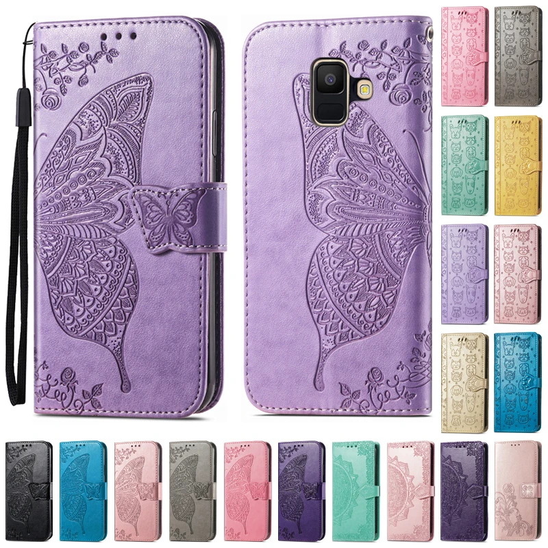 Phone Case Leather Phone Case Leather Wallet Case Leather Case A6 A6Plus Case For Samsung Galaxy A6 2018 A600F SM-A600F Leather Wallet Flip For Samsung Galaxy Plus A6+ A605 Cover