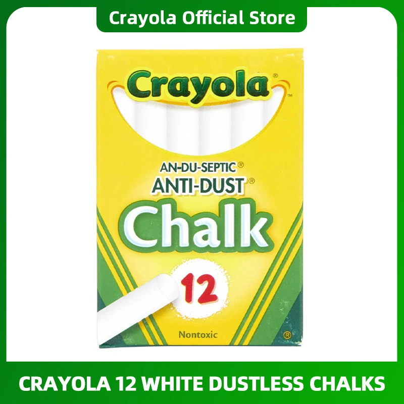 

Crayola Chalkboard Chalk 12 Sticks White Dust-free Chalk Learning Education School Supplies 50-1402