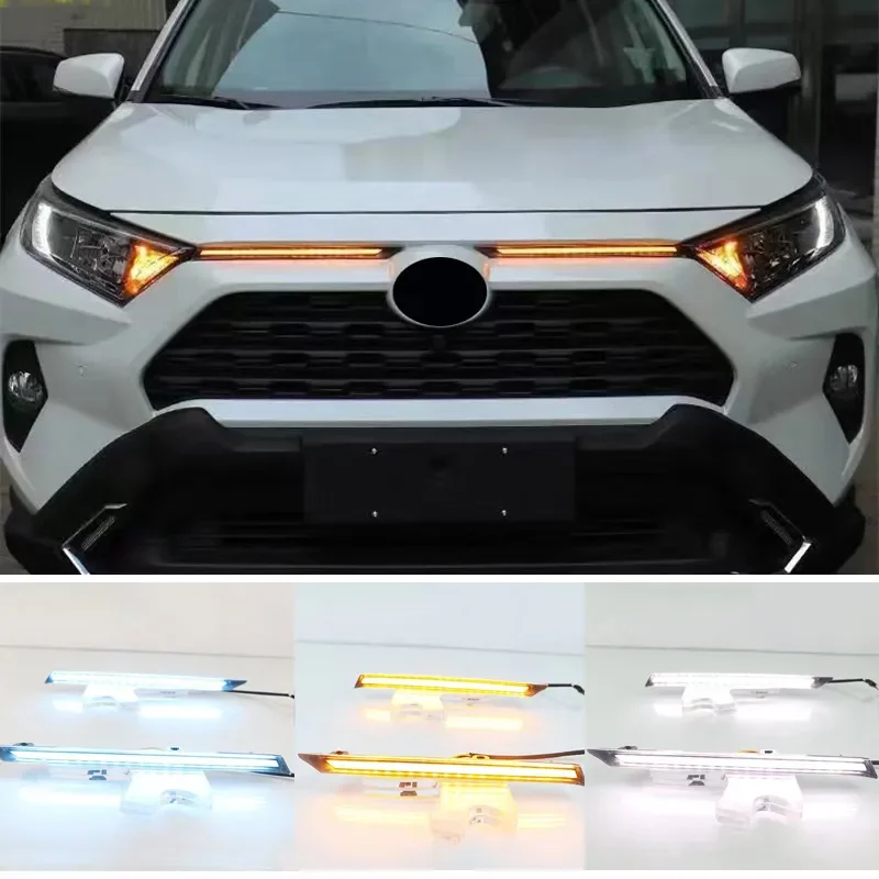 

Car Engine Hood Vent Cover Decoration LED Daytime Running Lights DRL Turn Signal Lamp For Toyota RAV4 2019 2020 2021