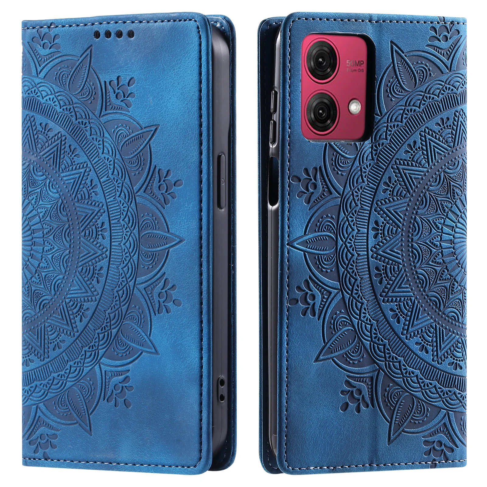 Embossed Floral Design Wallet Phone Case