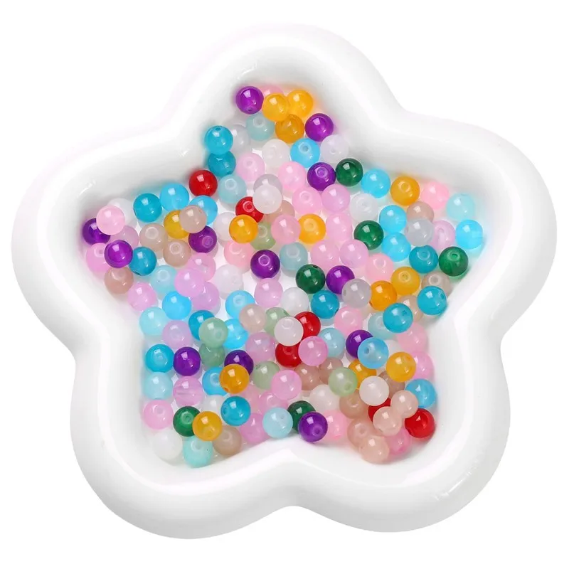 50pcs 6mm Solid Color Glass Beads for DIY Jewelry and Crafts