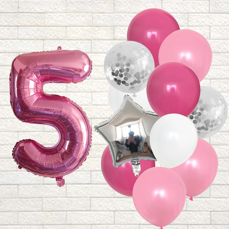 thumbnail image 1 of 12 piezas de globos de cumpleaños de aluminio con números 0, 1, 2, 3, 4, 5, 6, 7 y 8, globos decorativos de látex, confeti, suministros para fiestas de cumpleaños de bebés y niños, 1 of 5