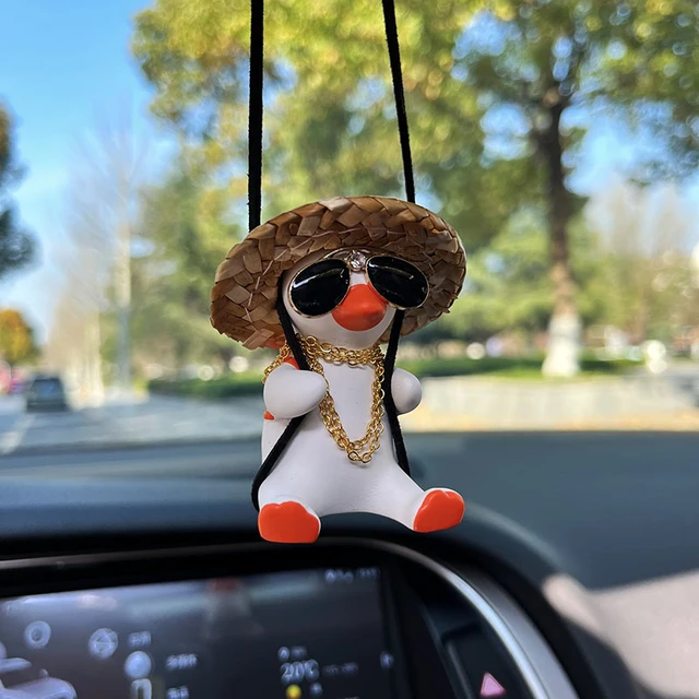 Super Cute Swing Duck Car Interior Decoration Pendant Funny Auto Rearview  Mirror Hanging Ornaments For Women Man Car Accessories - AliExpress
