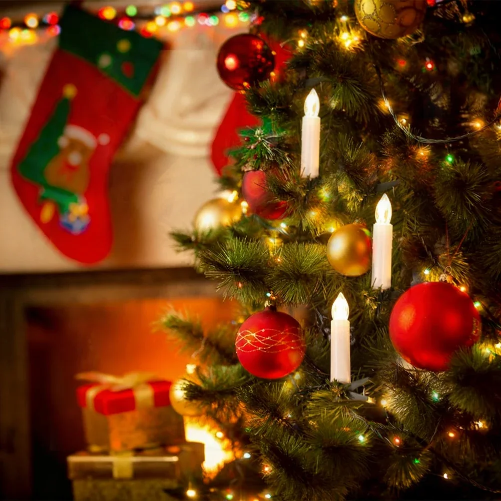 Battery Powered Flameless Candle String Lights 1/2/3m LED Christmas with Clips for Xmas Tree Holiday Wire Lighting Home Decor