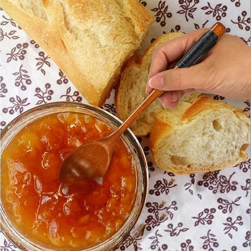 2Pcs Long Handle Large Natural oval spoon set Spoon Tableware Ellipse Ladle Set Eco Friendly Spoon Tableware For Kitchen Tool