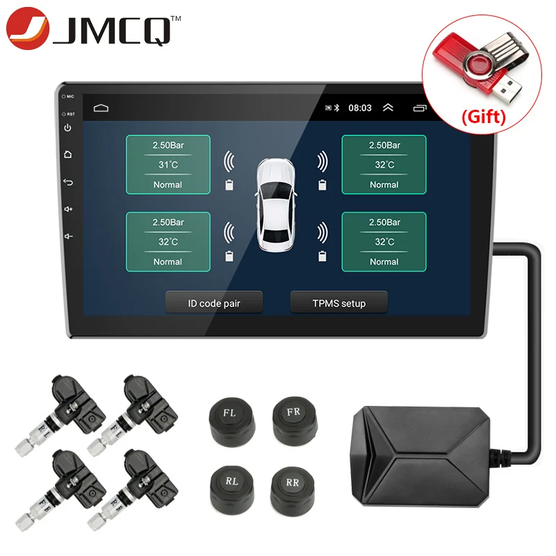 JMCQUSBCarTirePressureAlarmMonitorSystemTPMSforCarAndroid