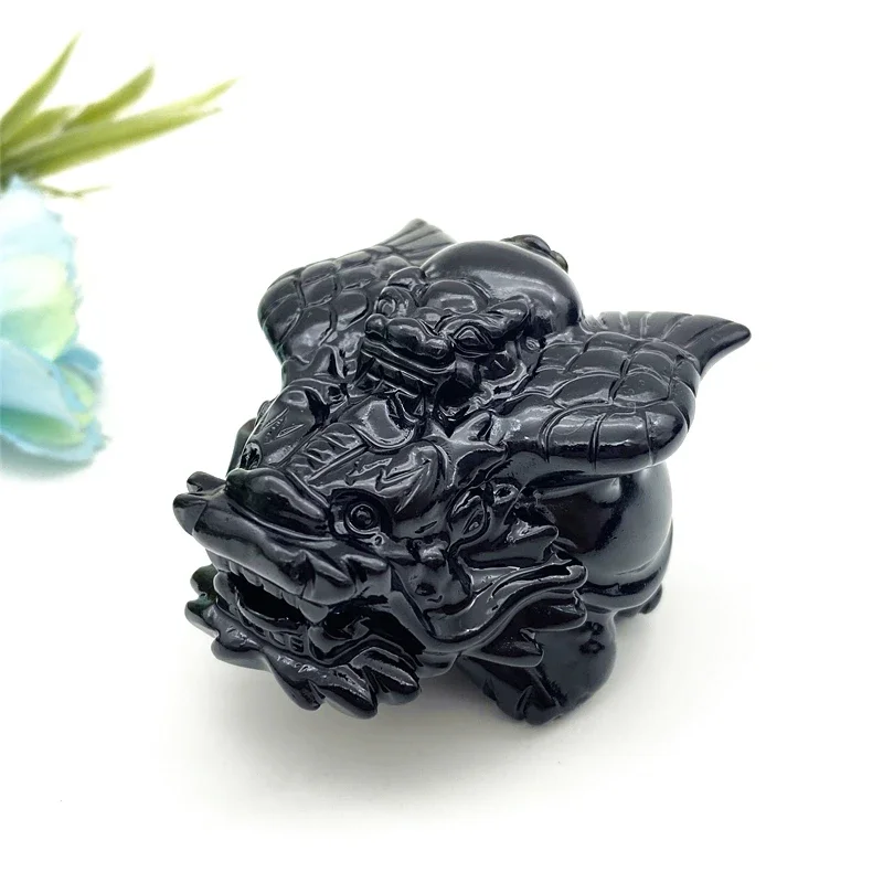 

1pc Many Kinds Natural Black Obsidian Dragon Turtle Long Gui Carving Model Craft Gift Reiki Healing Statue for Home Decoration