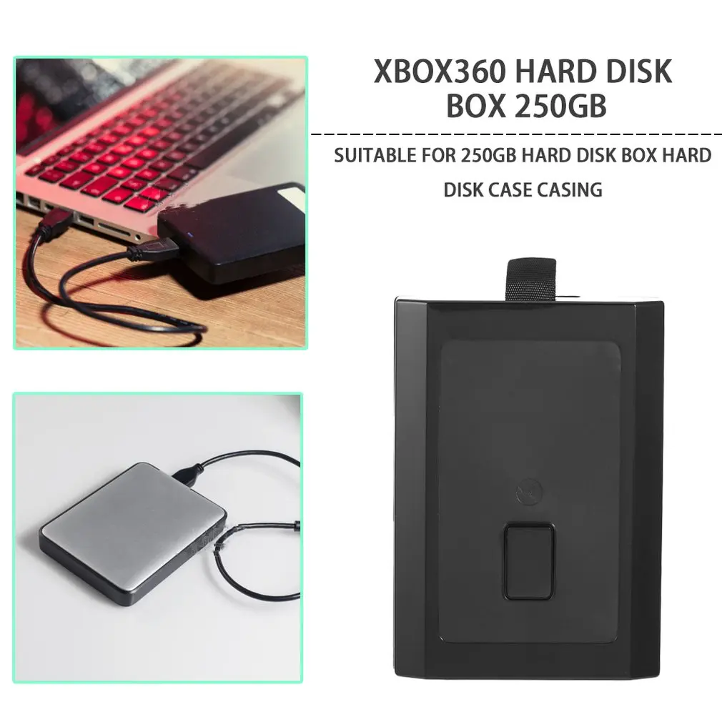 Hard Disk Case 250GB HDD Case Hard Drive External Enclosure Box Shell Cover for Microsoft for Xbox 360 Slim Black ping