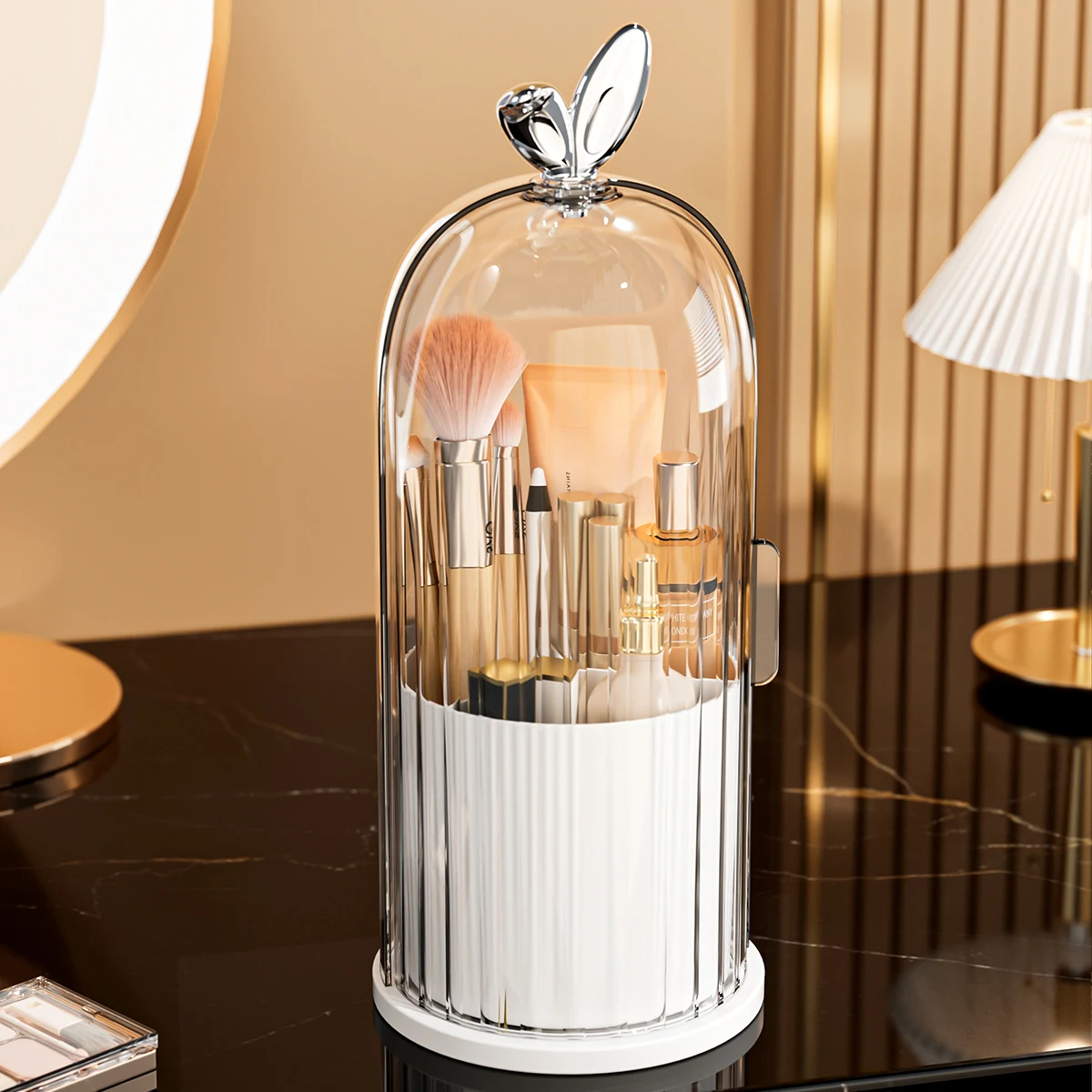 1PCS Cosmetic Brush Organizer Cosmetic, Lipstick, Eyebrow Pencil, Eye Shadow Storage Shelf with Transparent Lid, Dustproof, Wate 5
