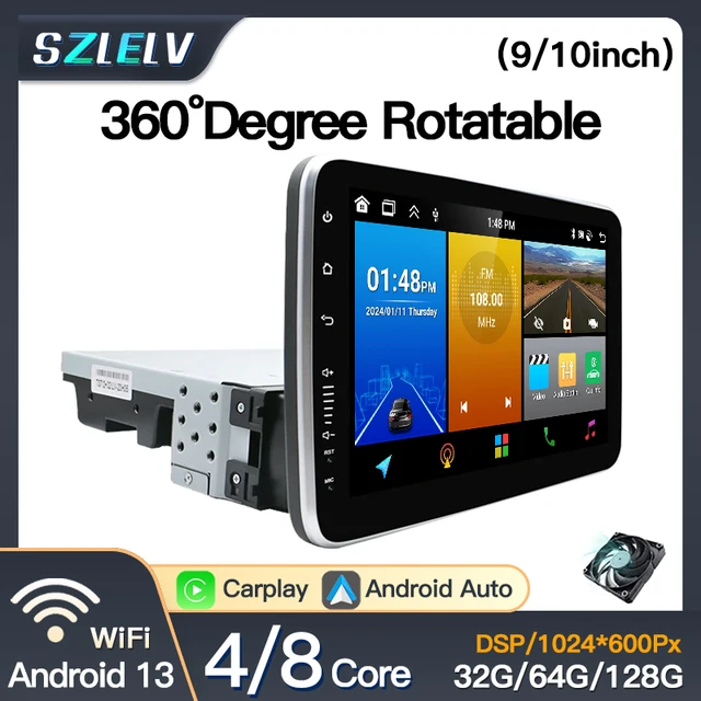 9'' & 10" Android 13 360° Rotation Screen BT Call WIFI Carplay Autoradio Player Universal 1DIN Car Stereo Radio GPS DSP Navi