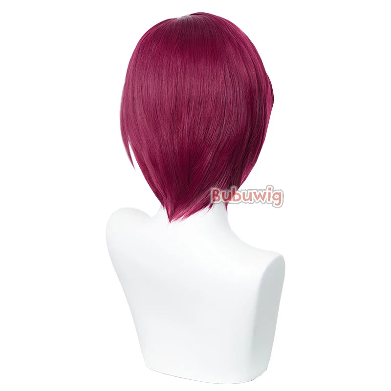 부부위그 합성 머리, 사에구사 이바라 코스프레 가발, 별 앙상블, 35cm 길이, 버건디 파티 코스프레, 내열성 가발