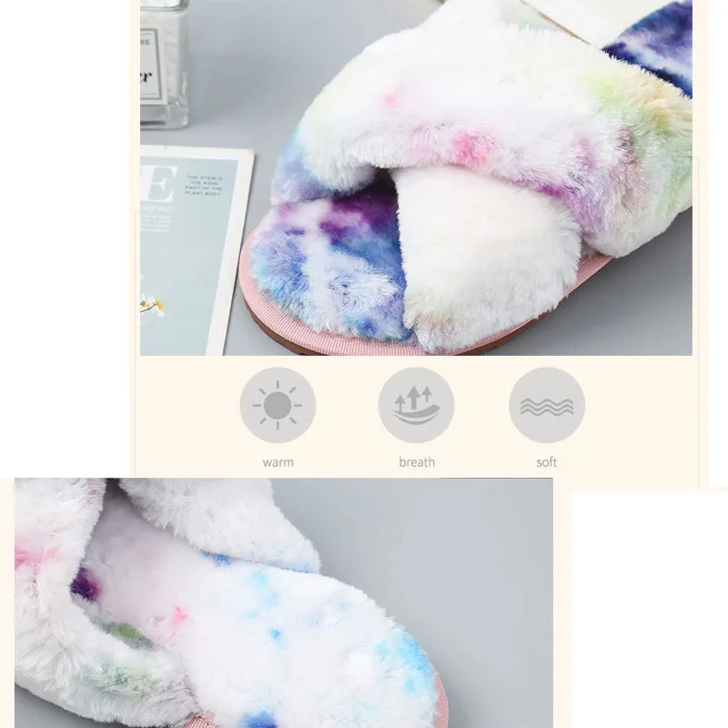 slippers women's large size home colorful  plush cotton slippers BF08