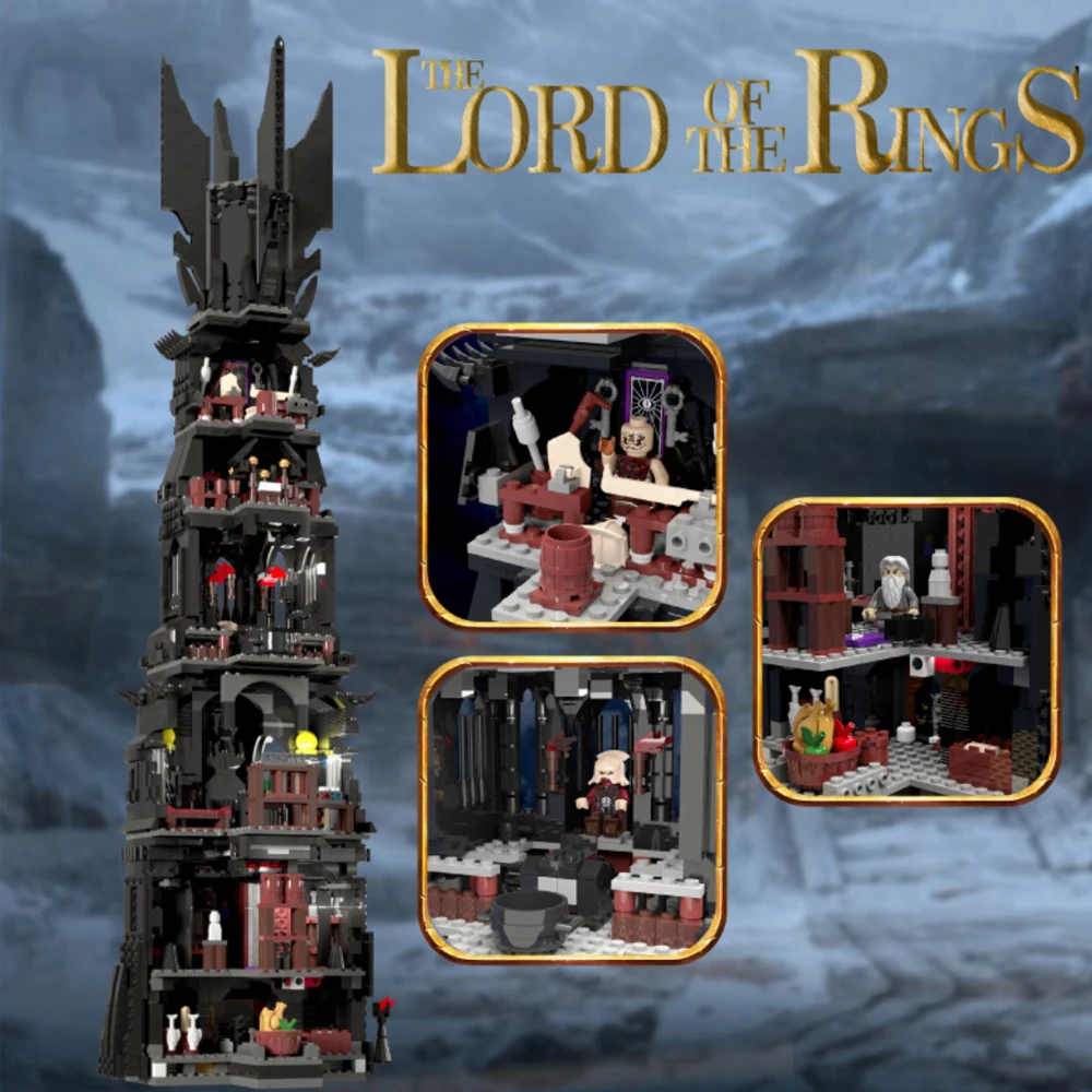 MOC Magical Rings Moc Building Block Creativity Movie Series Orthanc Tower Archi