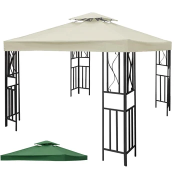 3x3M Gazebo da giardino Copertura superiore Baldacchino di ricambio Copertura superiore per baldacchino 2 livelli Tenda da giardino per patio esterno Tetto superiore per parasole da patio 1