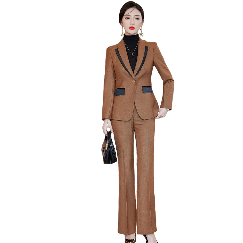 

Porfessionl Business Suits Women Autumn Temperament 2022 New Fashion Formal Slim Blazer And Pants Office Ladies Work Wear Black