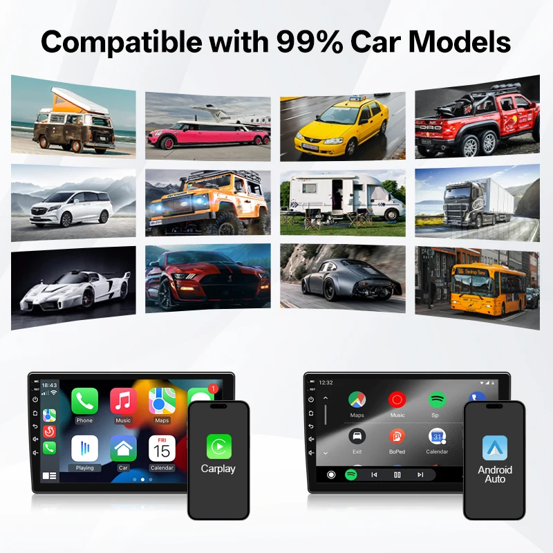 2in1 Wired to Wireless Carplay Adapter Android Auto Smart Dongle Plug Play For A
