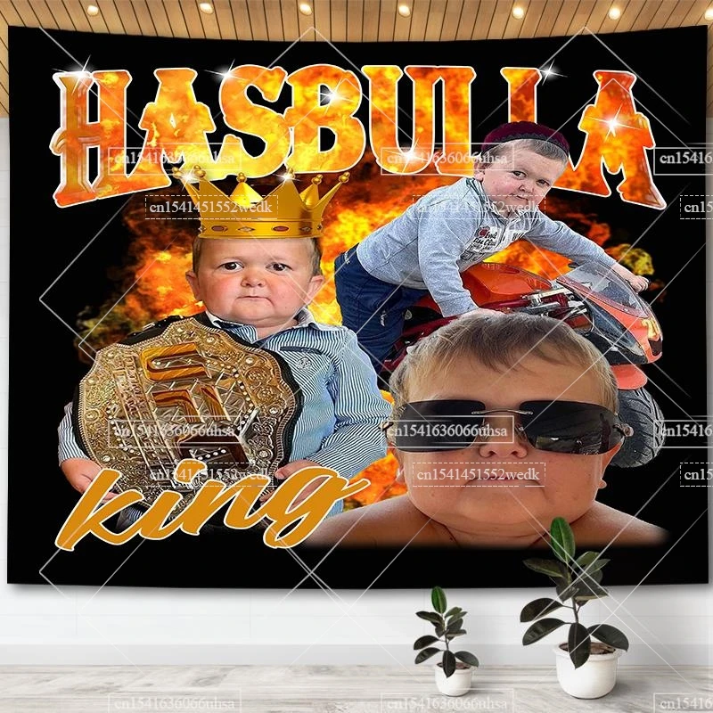

Гобелен King Hasbulla Magomedov с мемом, Настенный декор, флаги, эстетический декор комнаты, винтажные гобелены 90-х годов для спальни, фотообои