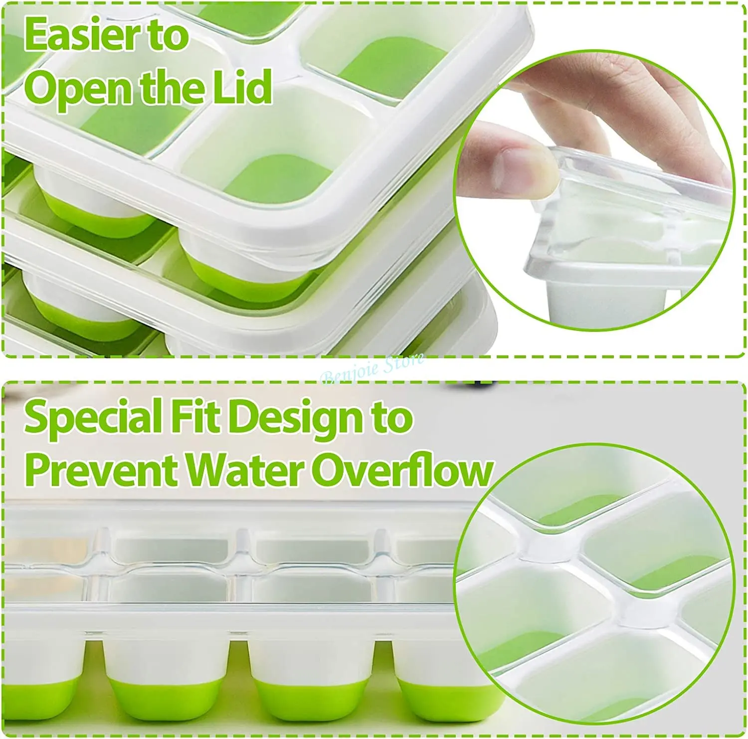 New Design Silicone Ice Tray for Freezer Ice Cube Tray with Lid and Bin  Comes with Ice Container Scoop and Cover - China Drawer Type Ice Box and  Grid Ice Lattice price