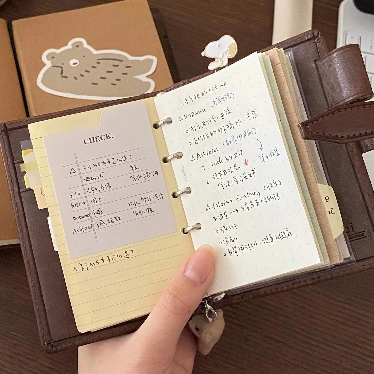 Caderno recarregável de couro envelhecido feito à mão - Diário de bolso M5 com design vintage, sistema de planejador personalizável