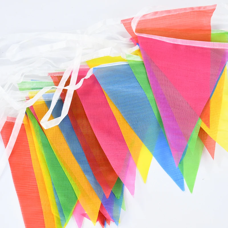 50M 100Flag Colorful Triangle Bunting Garland Kids Happy Birthday Party Decoration Wedding Baby Shower Outdoor Hanging Banner