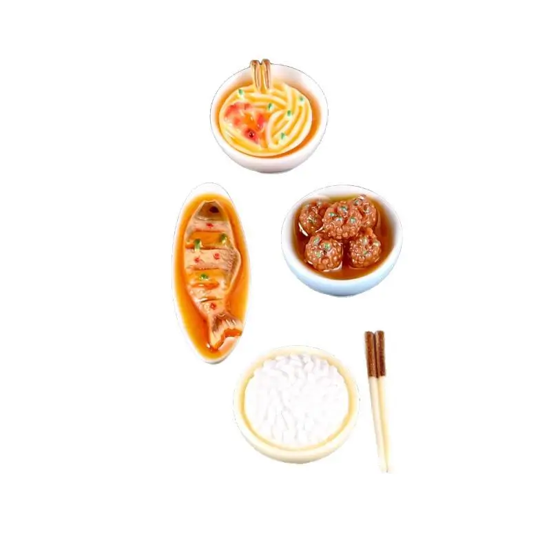 1/12 Dollhouse Miniature Chinese Dishes Food Models Dollhouse Kitchen Decoration DIY Dolls House Dining Room Ornaments