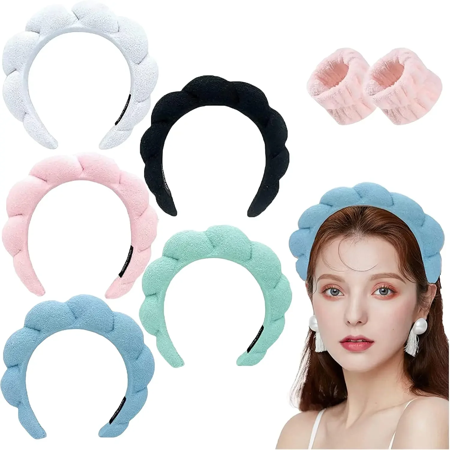 SpongeHeadbandSpaHeadbandPuffyMakeupFaceWashingShowerBubble