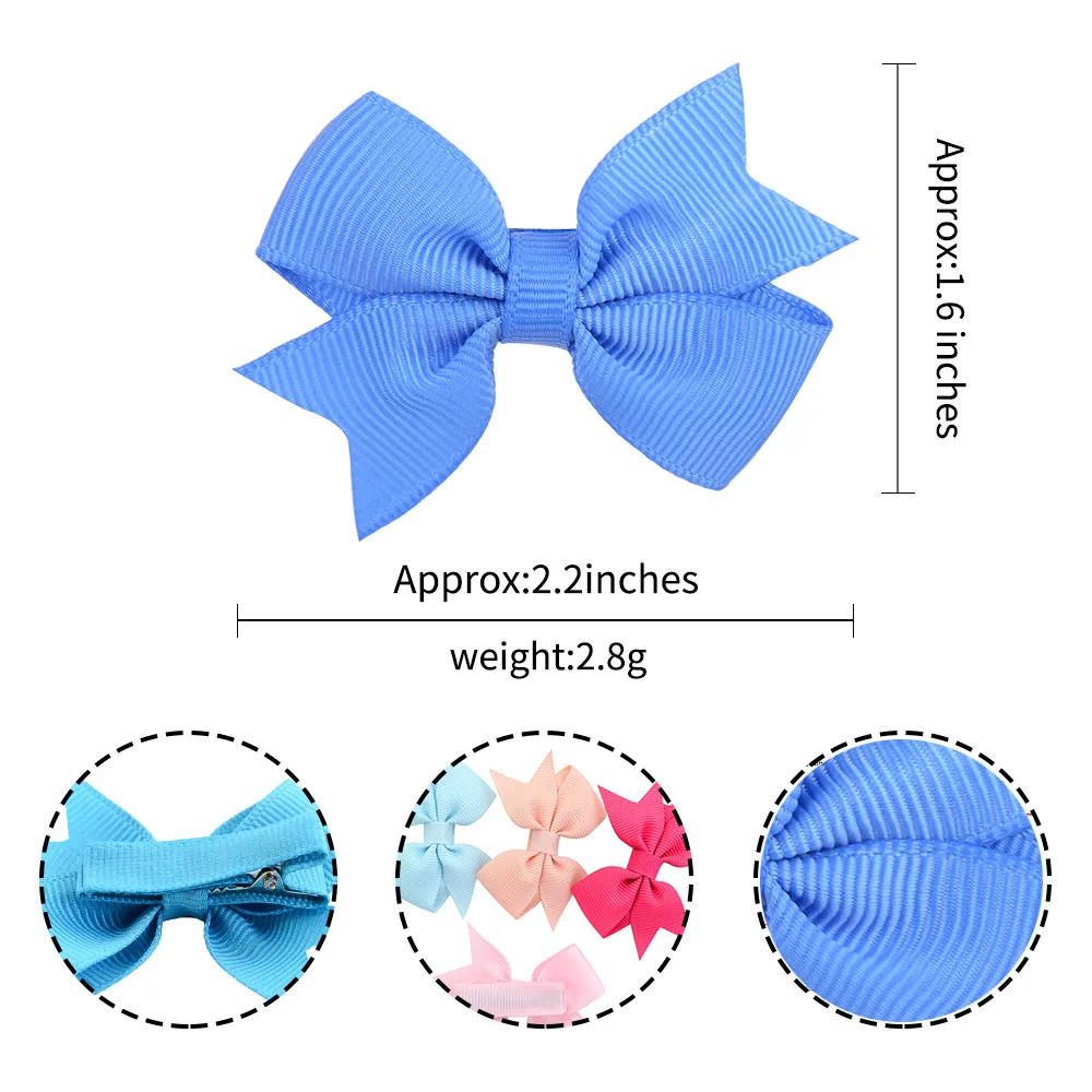 20/40pcs Solid Grosgrain Ribbon Bows Clips Hairpin Girl's Hair Bows Boutique Hair Clip Headware Kids Hair Accessories wholesale - Image 3