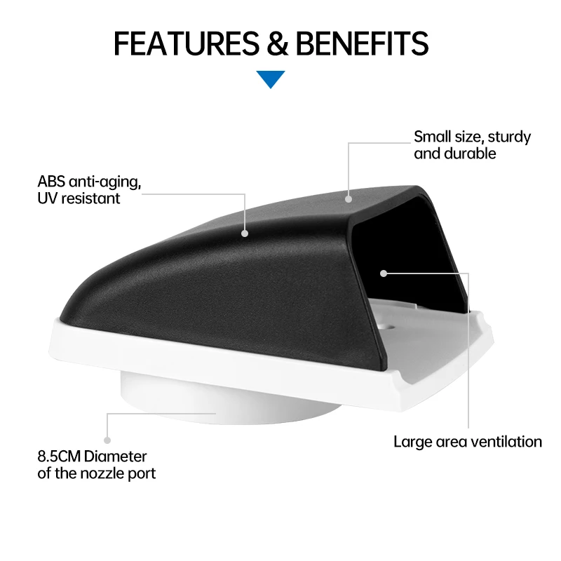 3-Inch Marine and RV Ventilation Accessories-Durable ABS Plastic Exhaust Vent for Enhanced Airflow