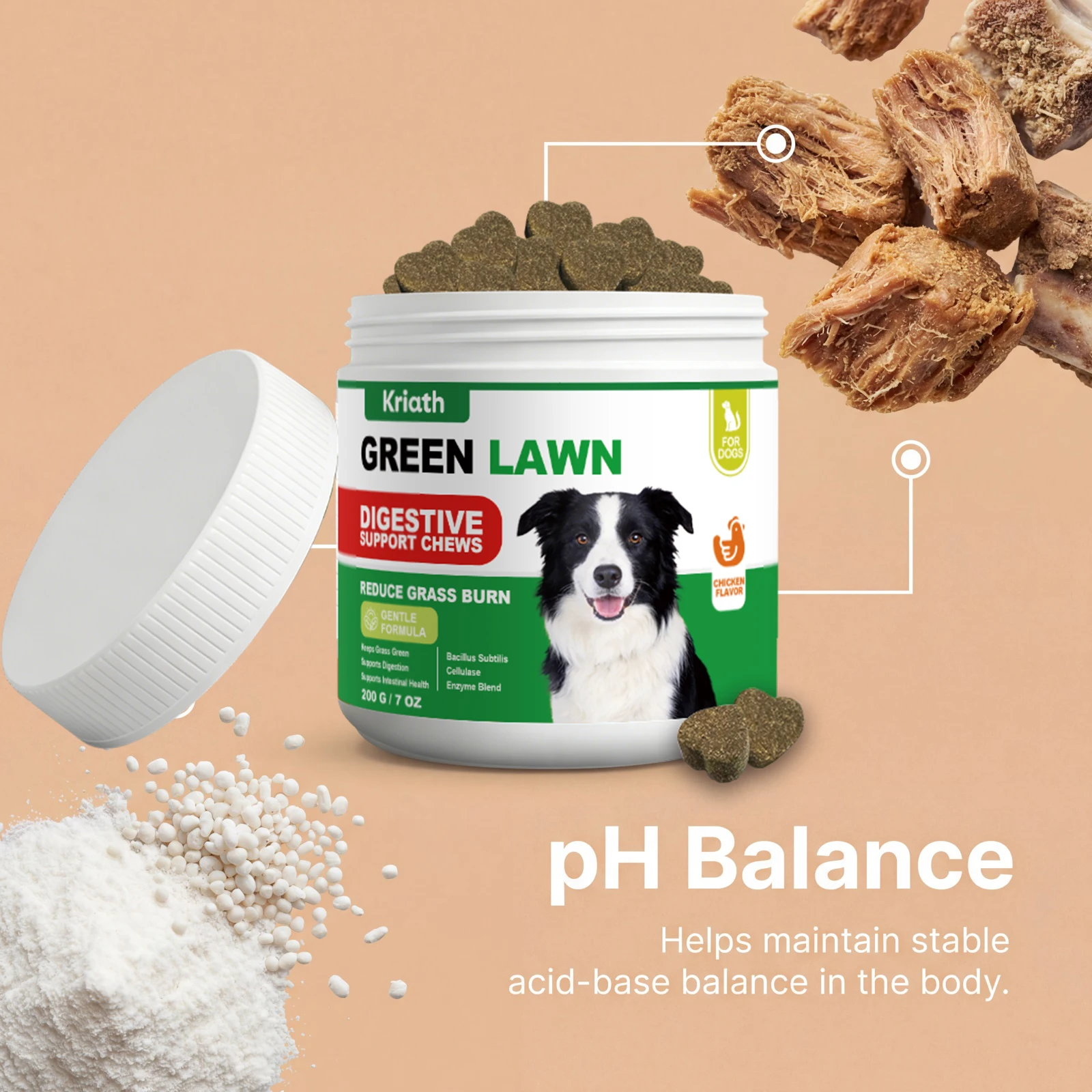 Natural Dog Digestive Support Probiotic Chews Chicken Flavored Supplement for Constipation Relief Puppy Stomach Care 200g