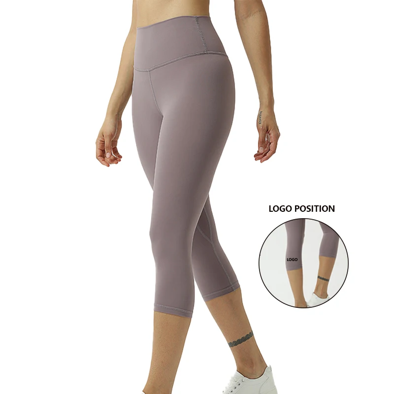 

Women's Soft Capri Leggings-High Waisted Tummy Control Non See Through Workout Running Yoga Pants With Logo