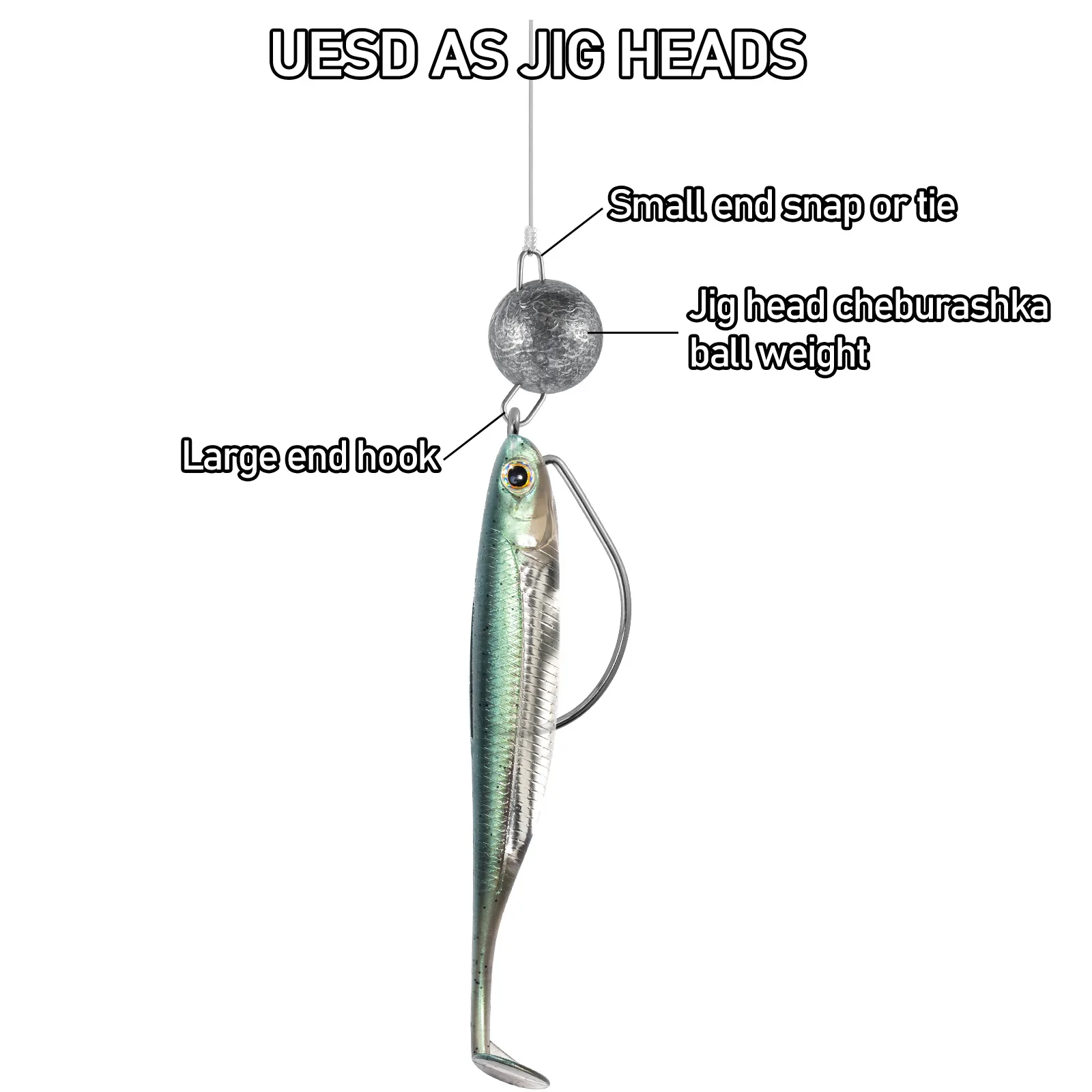 5pcs Round Fishing Sinker Jig Head Cheburashka Ball Weight Sinker