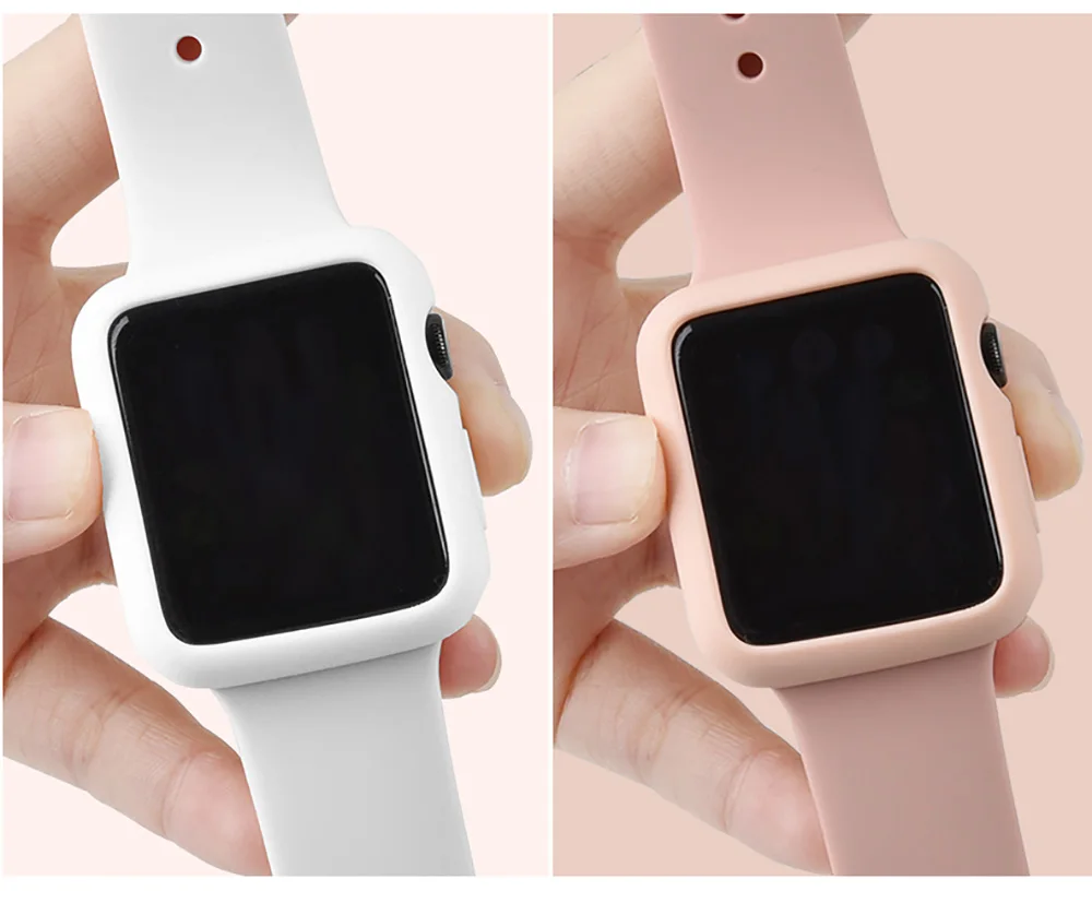 Candy Soft Silicone Case for Apple Watch 3 2 1 42MM 38MM Cover Protection Shell for iWatch 4 5 6 SE 40MM 44MM Watch Bumper