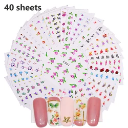 Vibrant Floral & Butterfly Nail Art Water Transfer Decals Set (1051 - 1100)