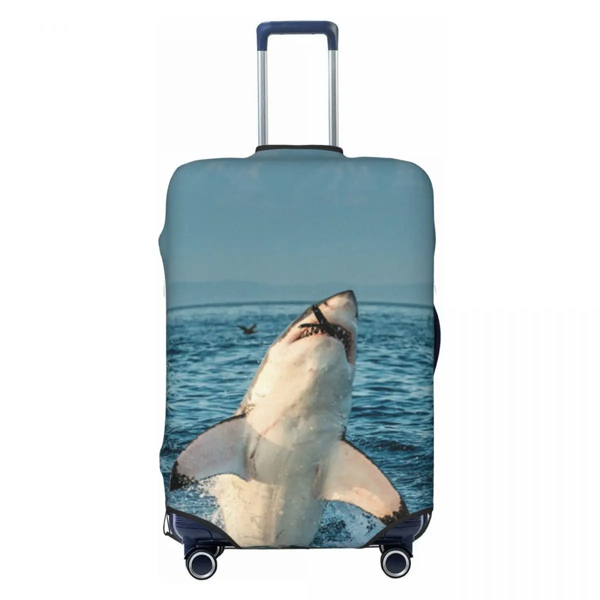 Great White Shark Suitcase Cover Fish Animal Funny Business Flight Elastic Luggage Supplies Protector 2