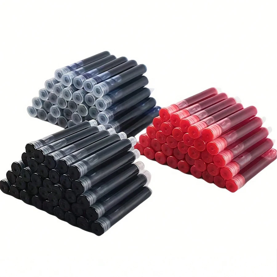 30pcs/50pcs/100pcs 3.4mm Fountain Pen Ink Cartridges School Office Supplies Pen Cylinders Black Blue Red Colors Available 6