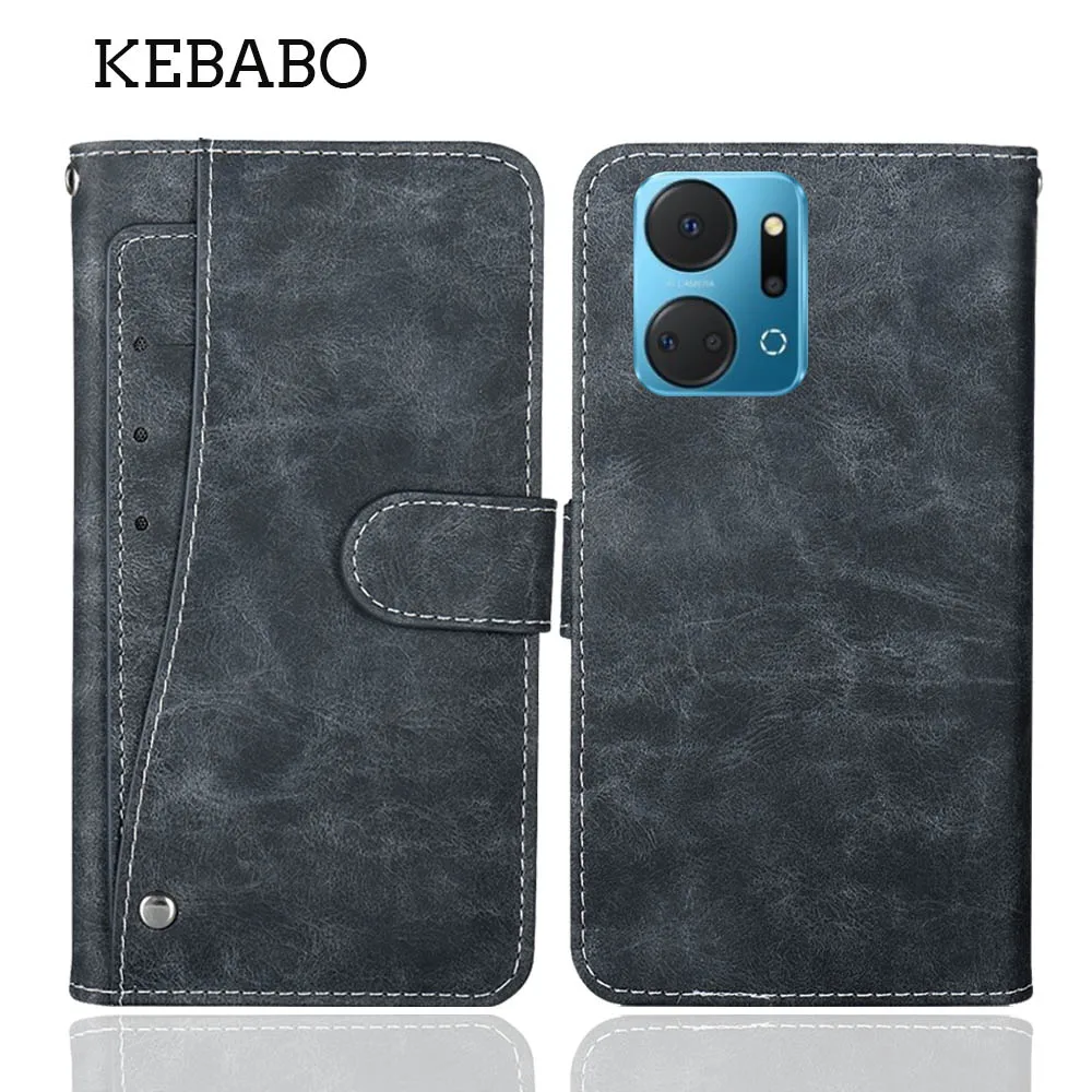 SHIEID Custodia A Libro Per Honor X7a Con Motivo Dipinto - Blu-Verde - Cover Con Porta Tessere E Supporto Regolabile - 3