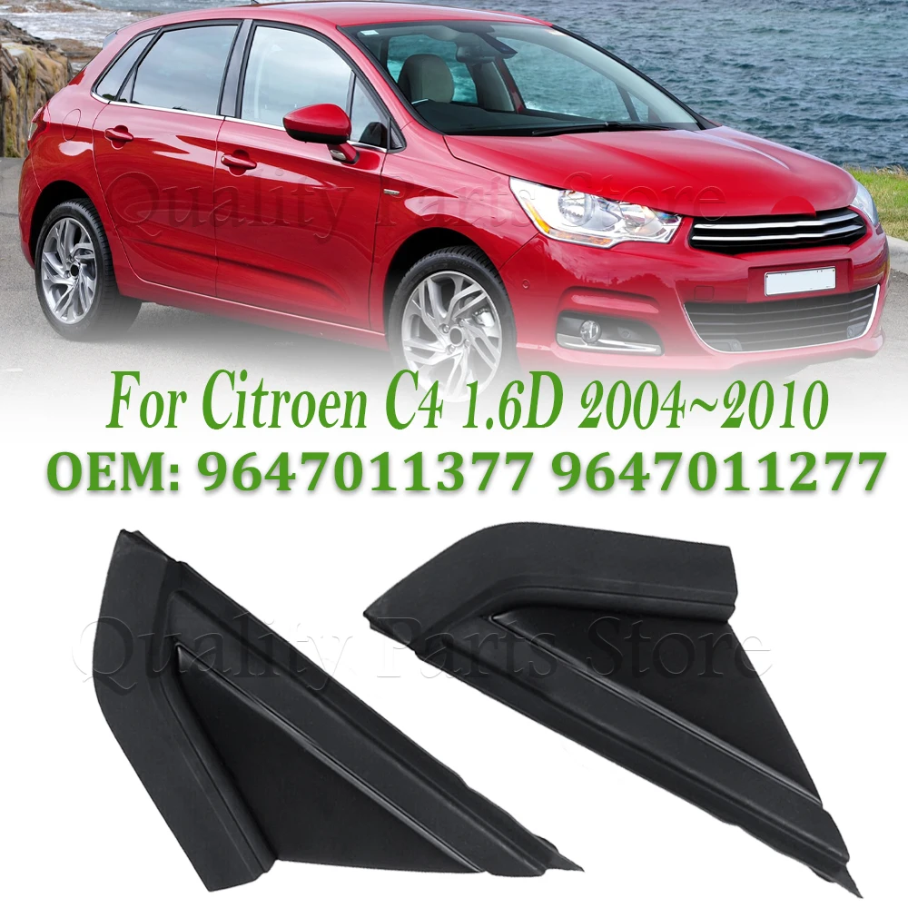 For Citroen C4 1.6D 2004~2010 Car Front Window Triangle Plate Door Mirror Cover Corner Triangle Garnish Cover Panel 9647011377 9647011277