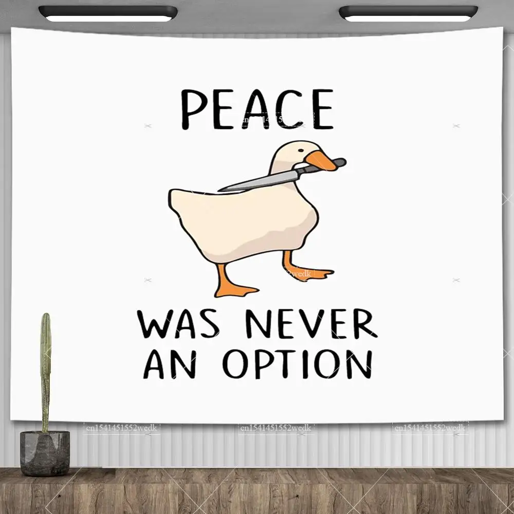 Peace Was Never An Option Goose Tapestry Room Decor Aesthetic Meme Tapestry Wall Hanging Bedding Carpets Decoration For Home tapestry decorations